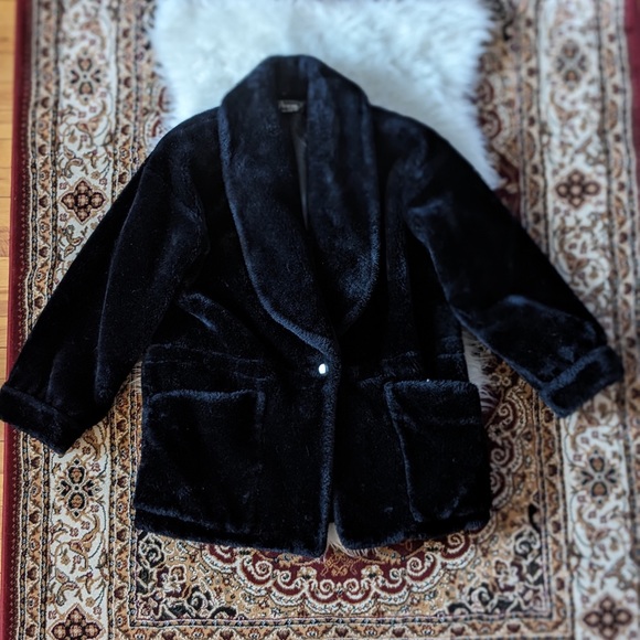 Piédestral Jackets & Blazers - Piédestral Vintage Midnight Blue Faux Fur Coat